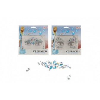 Tvárové zdobiace diamanty/kamienky Ľadová princezná plast 2 druhy v sáčku 18x17,5cm
