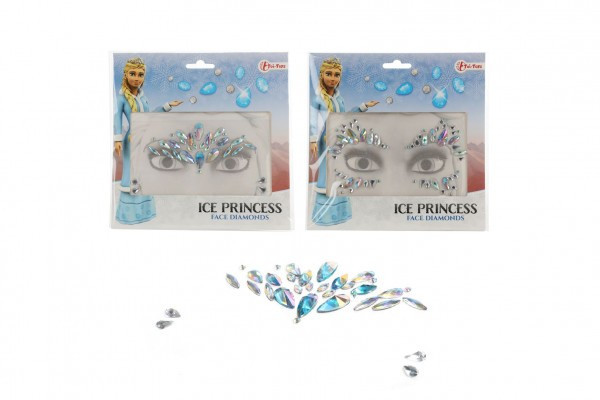 Tvárové zdobiace diamanty/kamienky Ľadová princezná plast 2 druhy v sáčku 18x17,5cm