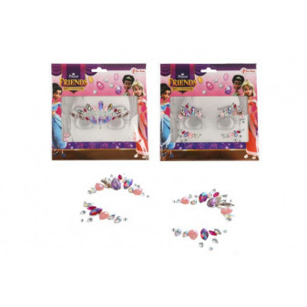 Tvárové zdobiace diamanty/kamienky Princezná plast 2 druhy v sáčku 18x17,5cm