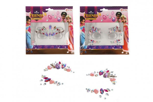 Tvárové zdobiace diamanty/kamienky Princezná plast 2 druhy v sáčku 18x17,5cm