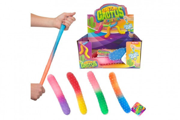 Kaktus antistresový naťahovací plnený pieskom 290g silikón 24cm 4 farby