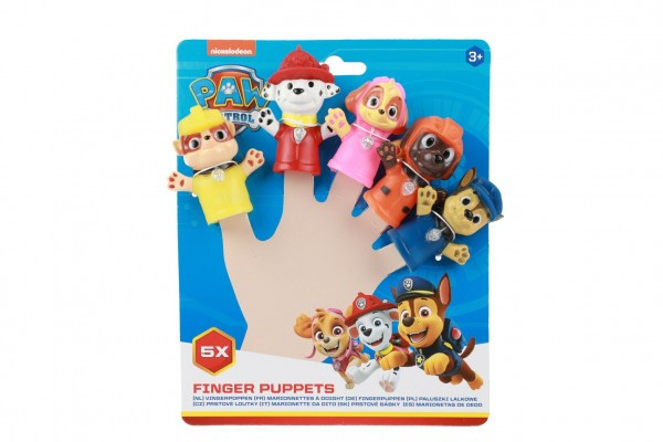Maňuška prstová 5ks Tlapková patrola/Paw patrol guma 6cm na karte 16,5x20cm