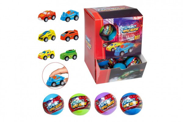 Guľa s prekvapením auto plast 5cm na spätné natiahnutie mix druhov