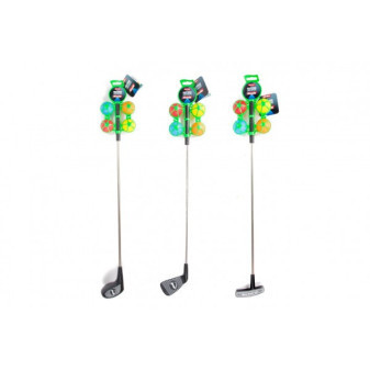 Golfová sada 1ks palica 60cm + 4ks loptička kov/plast 3 druhy