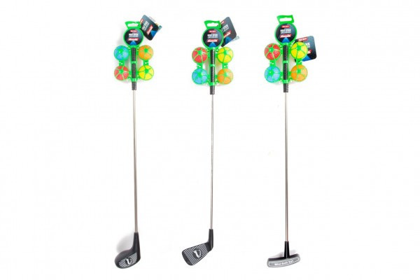 Golfová sada 1ks palica 60cm + 4ks loptička kov/plast 3 druhy