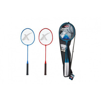 Sada bedminton pálky 2ks + loptička 2ks 65cm kov/plast 2 farby v puzdre