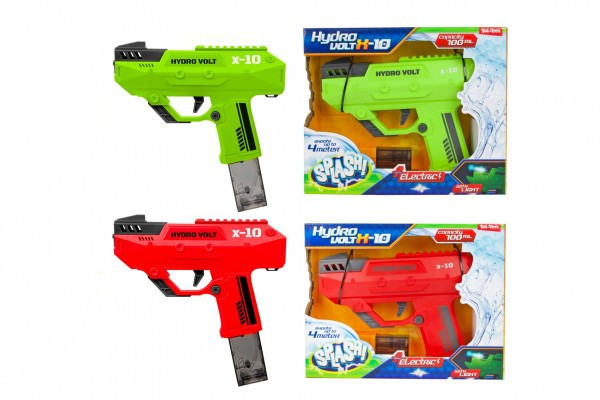 Vodná pištoľ plast 23cm na batérie so svetlom so zvukom 2 farby v krabici 26x21x6cm