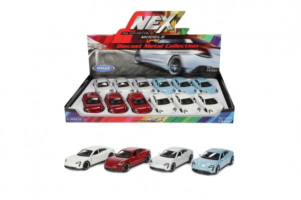 Auto Welly Porsche Taycan Turbo S kov/plast 12cm 4 farby na spätné natiahnutie