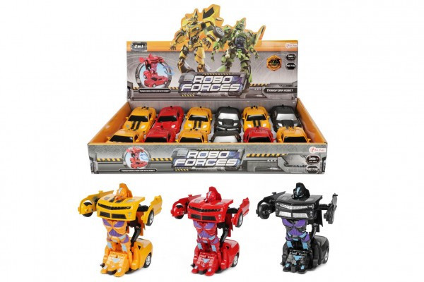 Transformer auto/robot kov/plast 13cm 3 farby na spätné natiahnutie