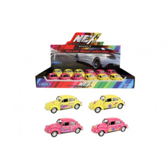 Auto Welly Volkswagen Beetle kov/plast 12cm 4 farby na spätné natiahnutie