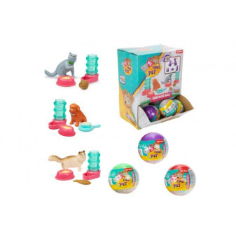 Loptička s prekvapením plast 6cm zvieratko s doplnkami mix farieb