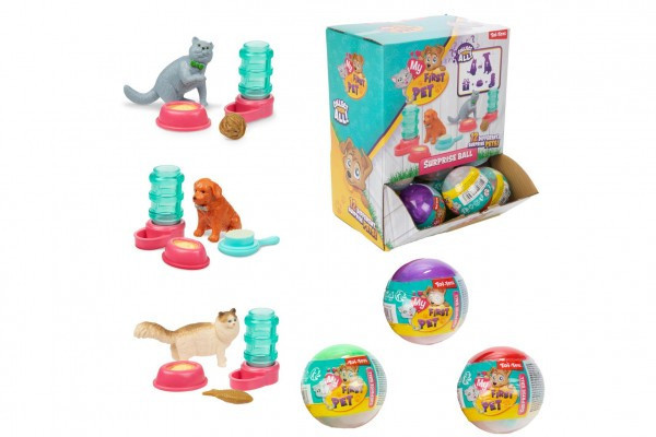 Loptička s prekvapením plast 6cm zvieratko s doplnkami mix farieb