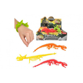 Náramok dinosaurus naťahovací mačkací silikón 22cm 4 farby