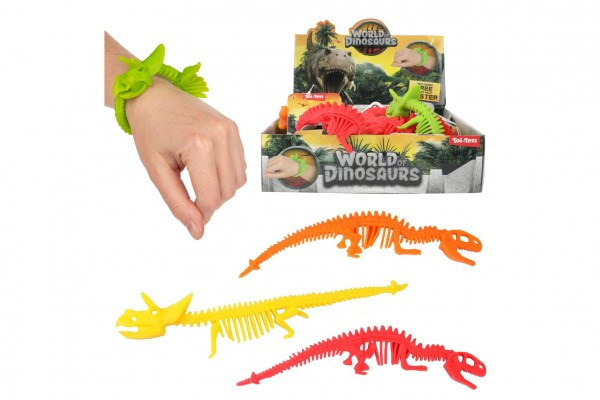 Náramok dinosaurus naťahovací mačkací silikón 22cm 4 farby
