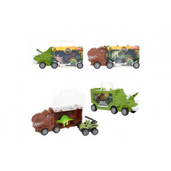 Dinosaurus kamión plast 16x7cm s doplnkami 2 druhy v krabičke