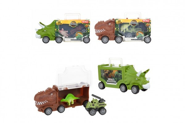 Dinosaurus kamión plast 16x7cm s doplnkami 2 druhy v krabičke