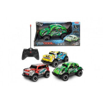 Auto RC terénny plast 16cm 27MHz na batérie svietiace 3 druhy v krabici 24x12,5x13cm