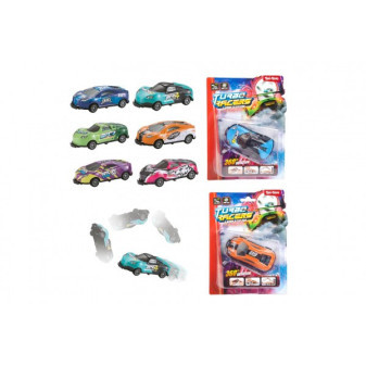 Auto závodný prevracací plast 9cm na spätné natiahnutie mix farieb na karte