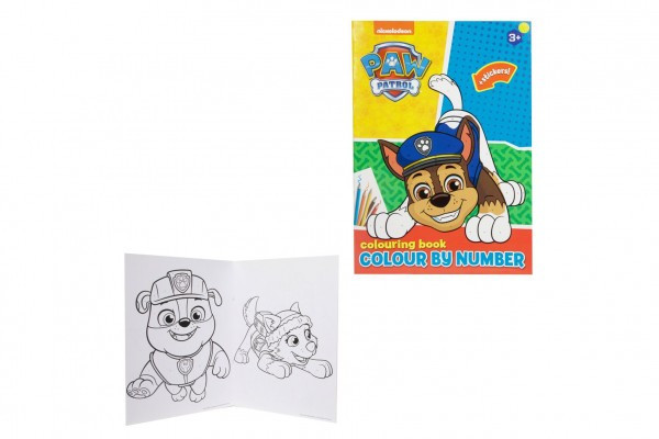 Maľovanie podľa čísel pracovný zošit so samolepkami Tlapková patrola/Paw Patrol 21x29,5cm