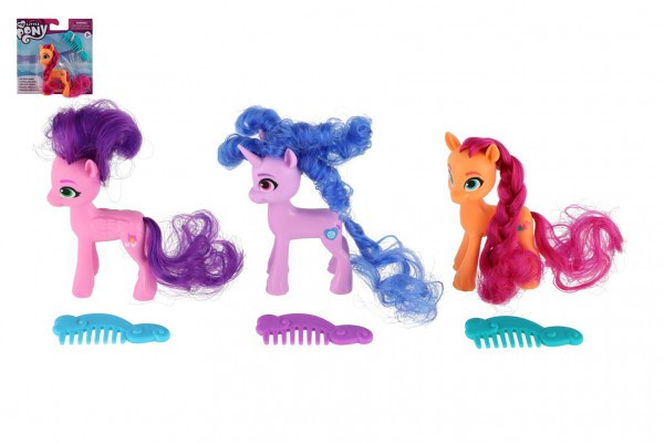 Kôň/Jednorožec My Little Pony figúrka česací plast s hrebeňom 3 farby na karte 12,5x13cm