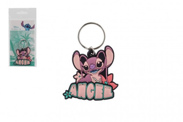 Prívesok na kľúče / Kľúčenka Lilo & Stitch gumový 5cm s nápisom Angel v sáčku