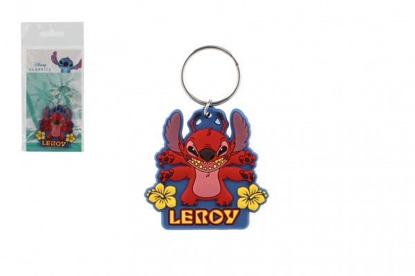 Prívesok na kľúče / Kľúčenka Lilo & Stitch gumový červený 9cm v sáčku