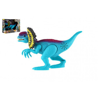 Dinosaurus Dilophosaurus plast 18cm na baterie se zvukem se světlem v krabici 21x15x6,5cm