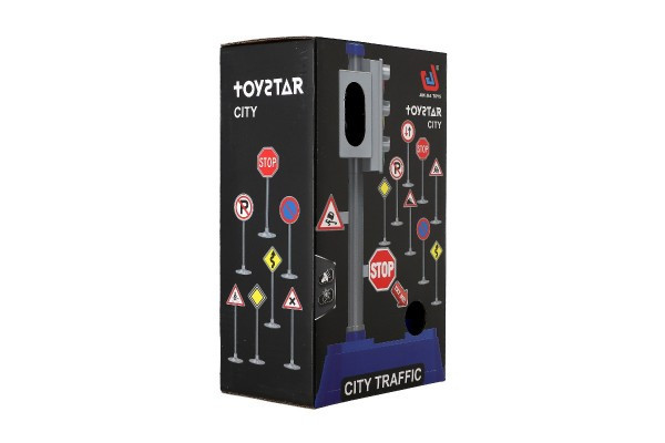 Semafor so značkami plast 14x24cm na batérie so svetlom so zvukom v krabici 14x24,5x9cm
