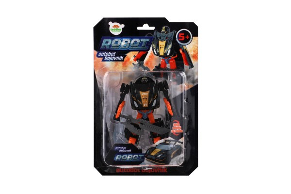 Transformer auto/robot plast 14cm čierny na karte 17x26x6cm