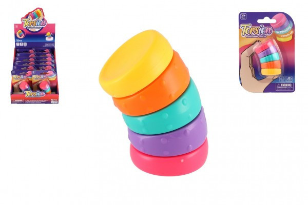 Fidget dúhový antistresový plast 5,5 cm na karte 9x13cm