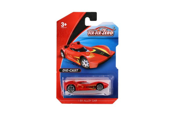 Auto športový kov/plast 8cm na voľný chod mix druhov na karte 11x16,5cm