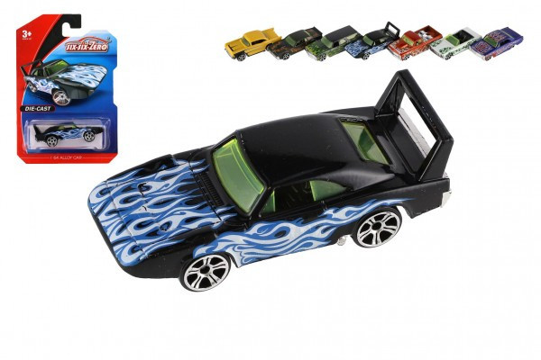 Auto kov/plast 8cm na voľný chod mix farieb na karte 11x16,5cm