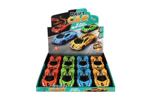 Auto závodný driftovací plast 16cm na zotrvačník 4 farby