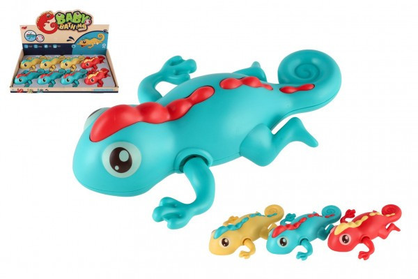 Chameleón na natiahnutie do vody plast 14cm 3 farby 18m+