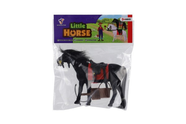 Kôň fliška so sedlom s doplnkami 16cm 2 farby v sáčku