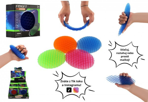 Fidget worm meniaci tvar antistresový plast 11cm 4 farby v krabičke 11x10,5cm