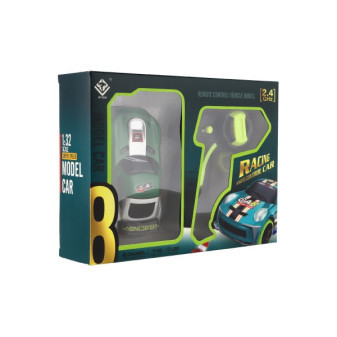 Auto RC závodné 2,4 GHz plast 12cm na batérie so svetlom zelené v krabici 23x17x5, 5cm