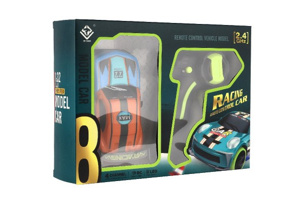 Auto RC športový plast 2,4 GHz 13cm na batérie oranžové v krabici 24x12x14cm