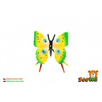 Motýľ tropický Papilio/vidlochvost zeleno-žltý zooted plast 5,5cm v sáčku