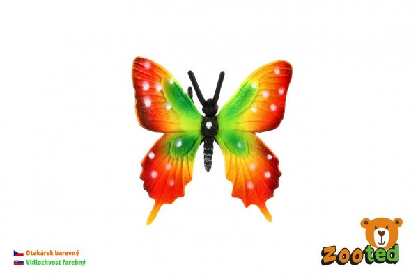 Motýľ tropický Papilio/vidlochvost farebný zooted plast 6cm v sáčku