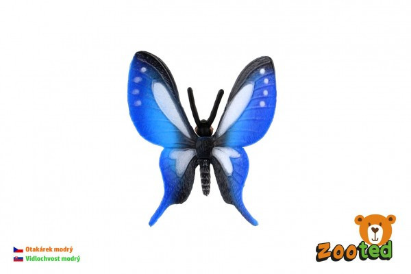 Motýľ tropický Papilio/vidlochvost modrý zooted plast 5cm v sáčku