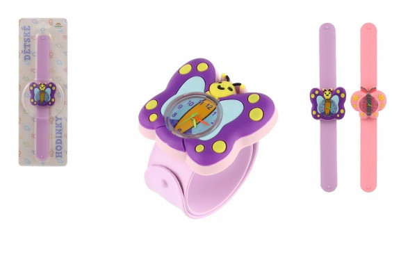 Hodinky detské samonavíjací motýľ silikón 22cm na batérie 2 druhy na karte