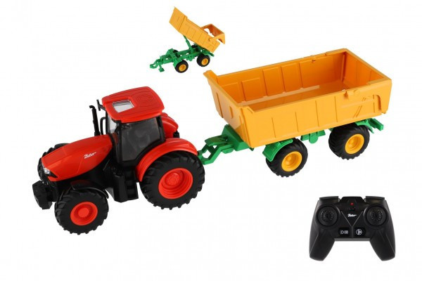 Traktor Zetor RC s valníkom plast 42cm 2,4GHz dobíjací pack + batéria so zvukom v krabici