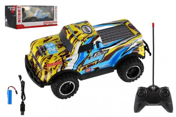 Auto RC Pick-up terénny 27MHz plast 17cm dobíjací pack+batérie v krabici 26x11x13cm