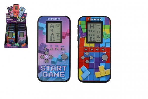 Digitálna hra Brick Game - padajúce kocky hlavolam plast 7x14cm na batérie 2 farby