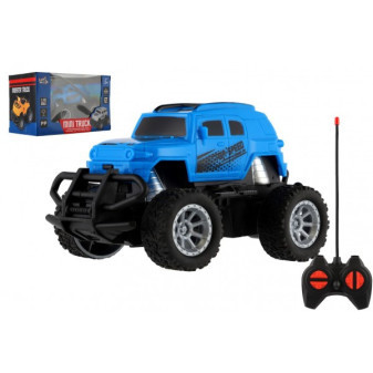 Auto RC mini truck plast 12cm 27MHz na batérie so svetlom modrej v krabici 18x11,5x10cm