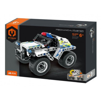 Stavebnica iM.MASTER policajné auto na spätné natiahnutie plast 199 dielikov v krabici 29x20x6cm