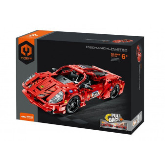 Stavebnica iM.MASTER závodné auto na spätné natiahnutie plast 437 dielikov v krabici 31x23x7 cm