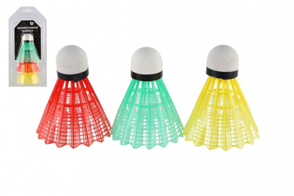 Loptičky/Košíčky na bedminton farebné 3ks plast v blistri 11x21cm