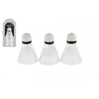 Loptičky/Košíčky na bedminton biele 3ks plast v blistri 11x22cm